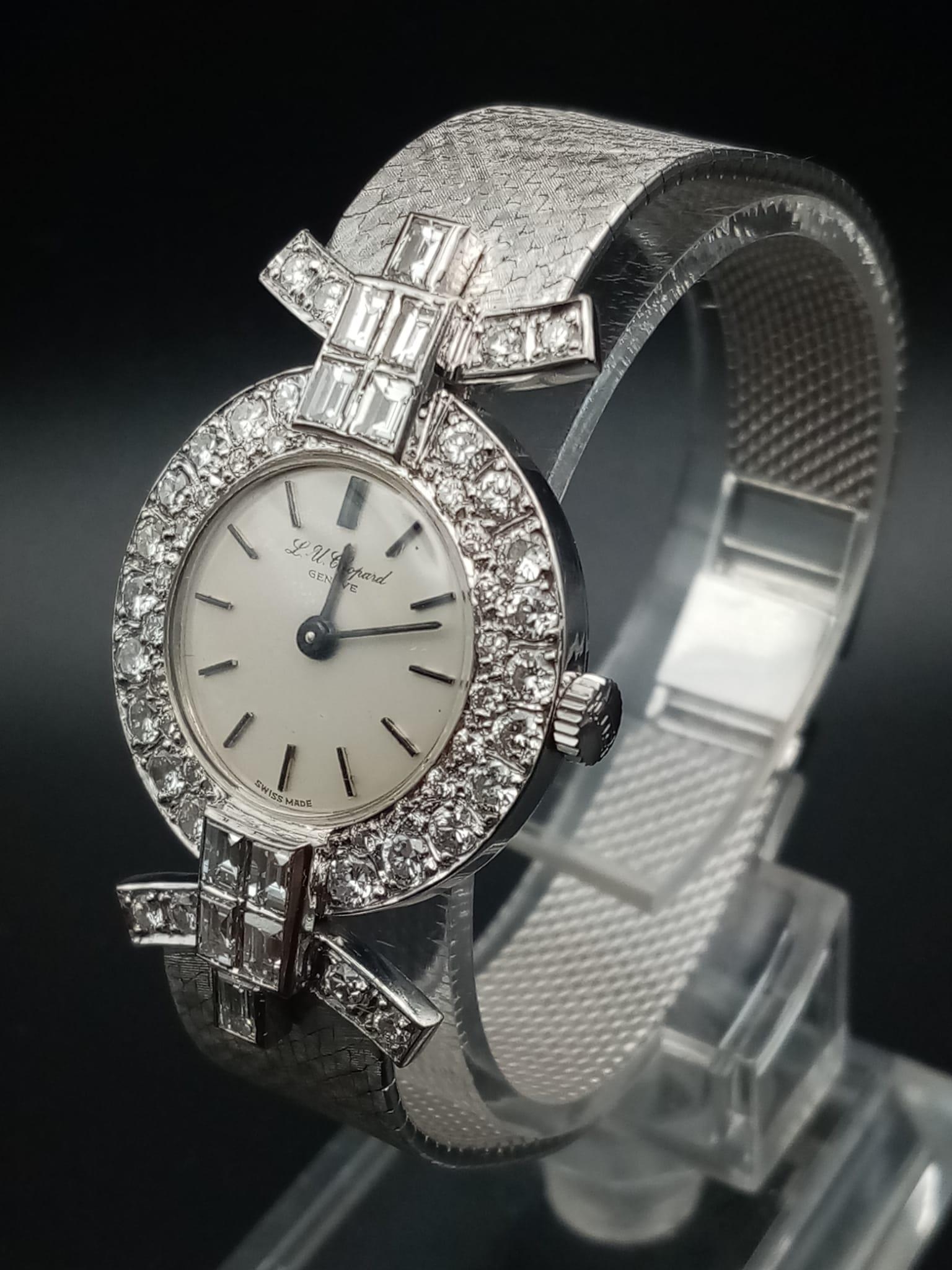 A Chopard 18K White Gold and Diamond Ladies Watch. White gold strap and case - 25mm diameter. - Image 2 of 10
