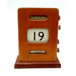 A Wonderful Vintage Manuel-Wind Wooden Desk Calendar. Day, date and month. 14cm tall.