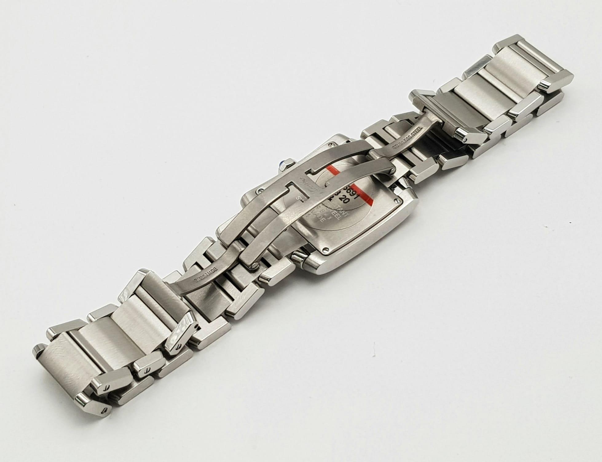 A Cartier Francaise Quartz Ladies Tank Watch. Stainless steel strap and case - 25 x 30mm. White dial - Image 5 of 7