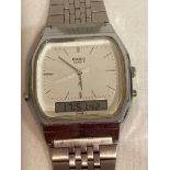 Vintage CASIO DIGITAL WRISTWATCH AQ 340 in stainless steel silver tone. Some scratching to glass