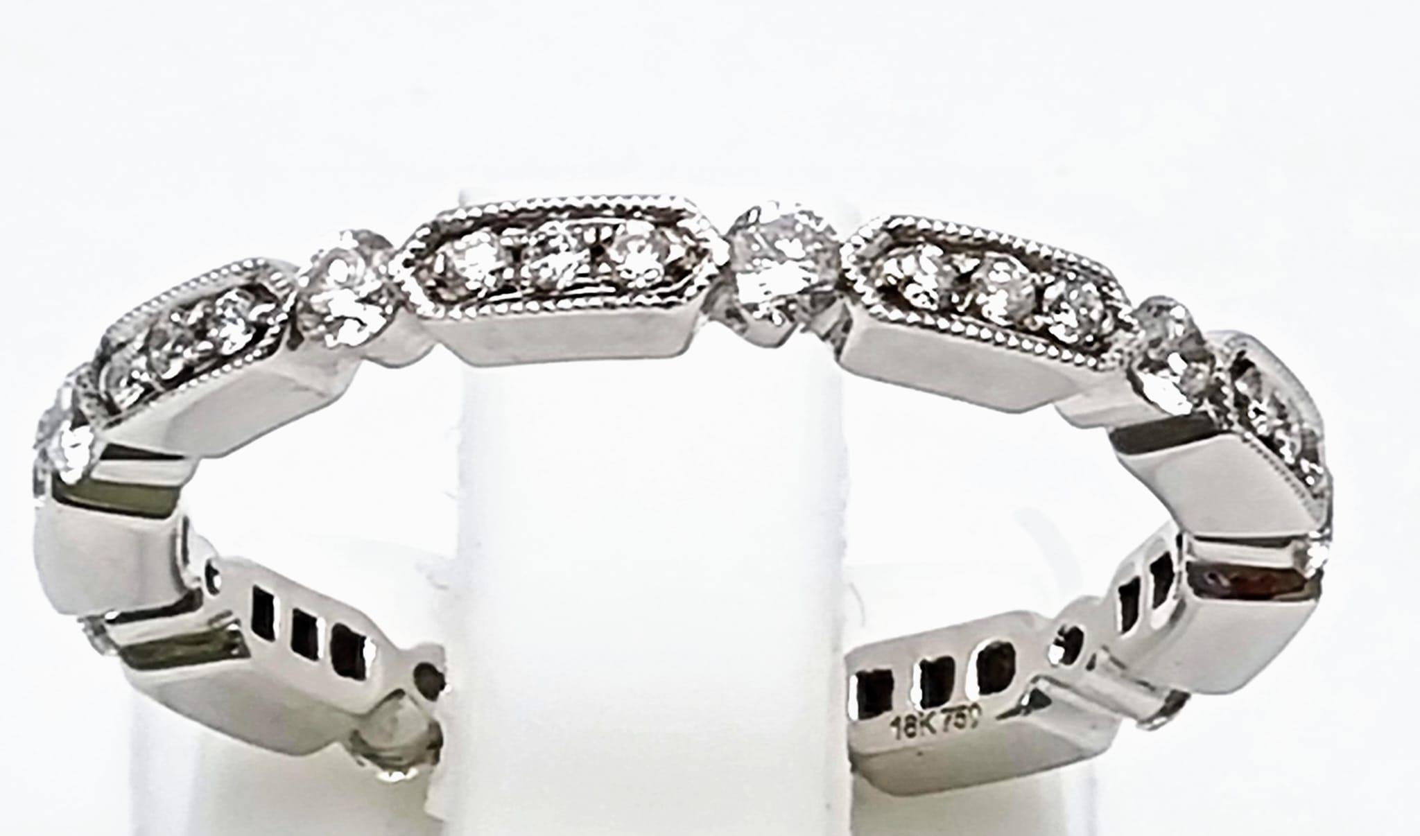 18k White Gold Ring Set with 36 Round Cut Diamonds, 0.56ct total diamonds, Ring Size M. Total Weight - Image 2 of 5