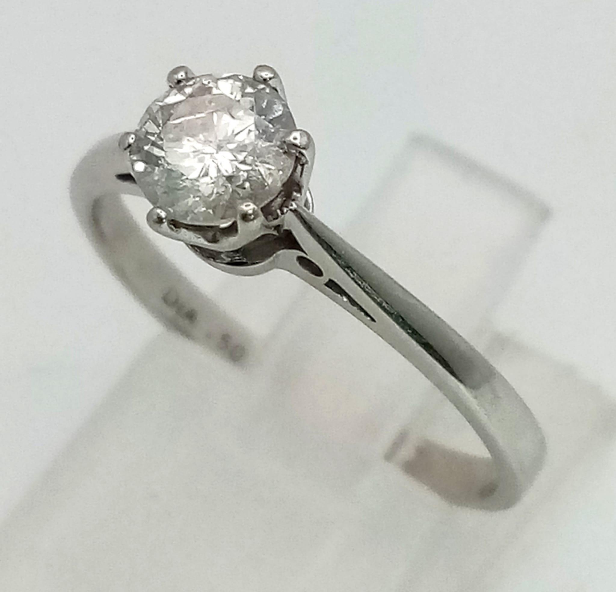 0.50 carat single stone diamond ring set in 18 carat white gold ring stamped - Image 2 of 4