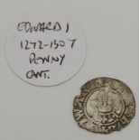 Edward I Silver Penny 1272-1307, in near fine condition, minted in Canterbury