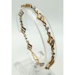 9k 2 Colour Gold Diamond Set Bracelet. Weighs 8.3G, 20cm in length.