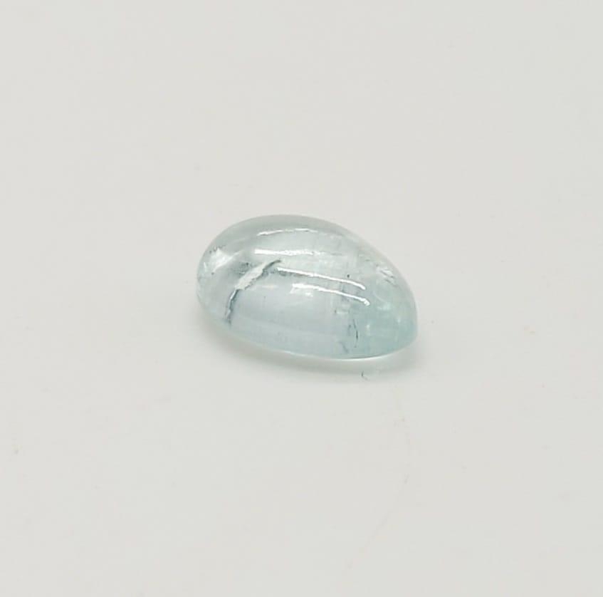 2.46cts Natural Aquamarine. Pear cabochon. GLI certified.