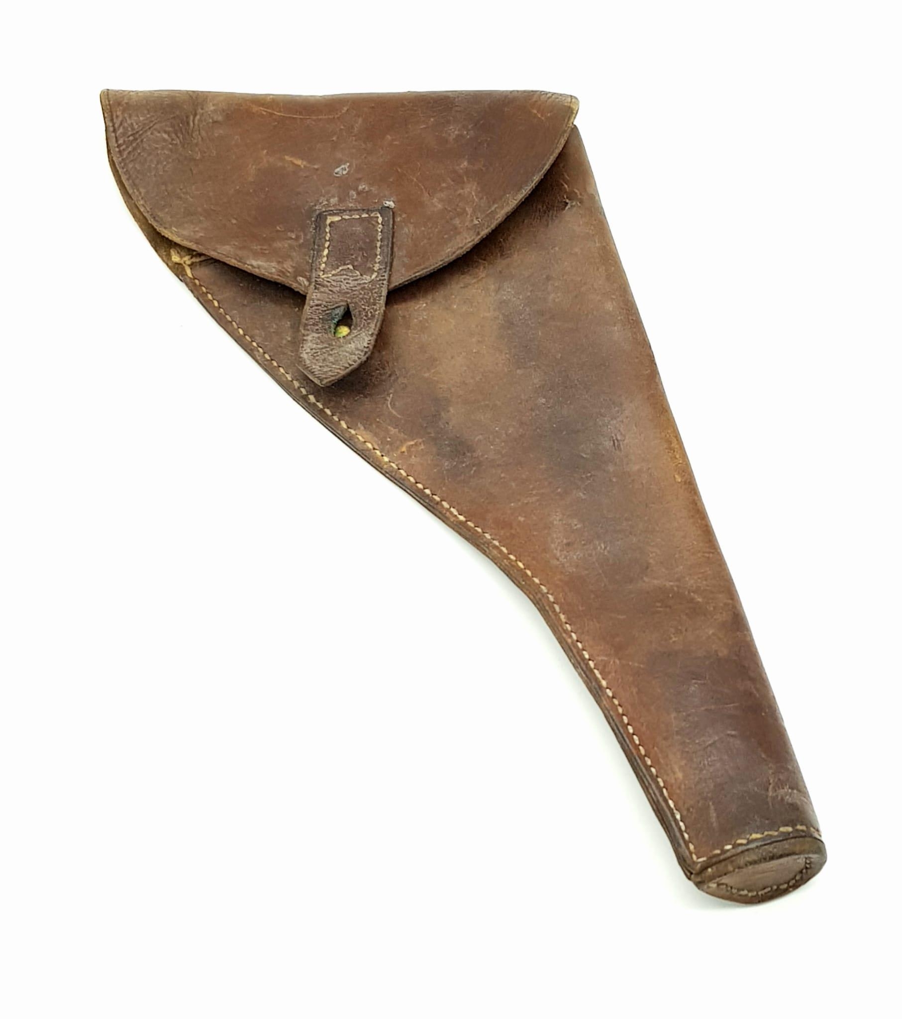 A WW1 Era Officers Brown Leather Pistol Holster. Press stud closure. 38cm. In good condition but