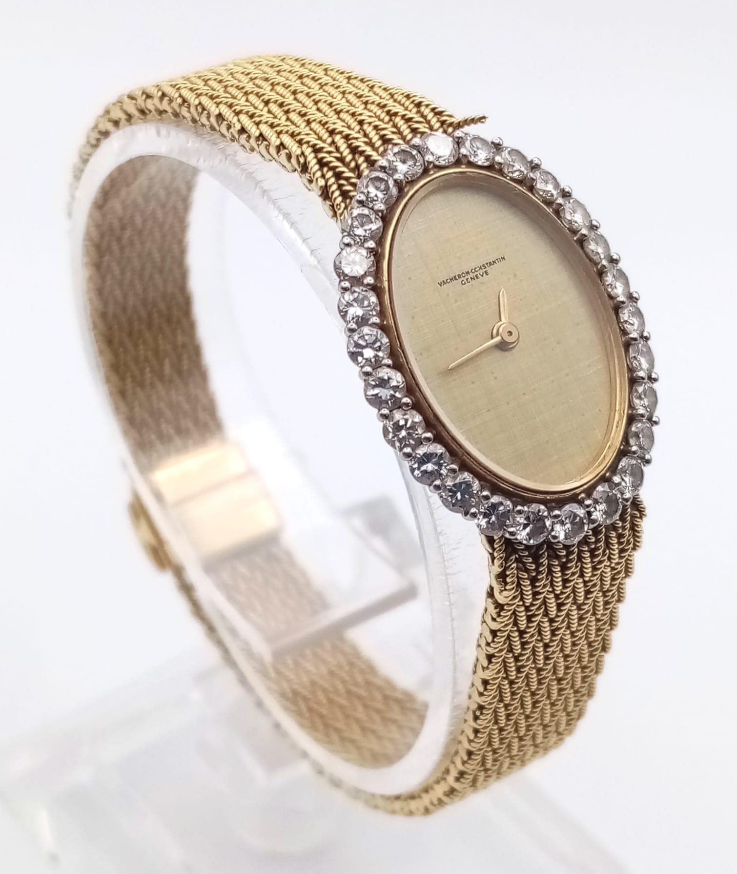 A Vacheron-Constantin 18K Yellow Gold and Diamond Ladies Watch. Gold bracelet and oval case - - Image 2 of 8