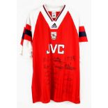 A Glorious Arsenal FC 1993 Signed Double Winning Shirt. Arsenal beat Sheffield Wednesday twice in