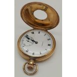 A Vintage Vertex Half Hunter 9K Gold Cased Pocket Watch. Top winder. White dial with sub second
