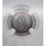 An 1887 Queen Victoria Jubilee Three Pence Coin. High grade and comes in a protective case.