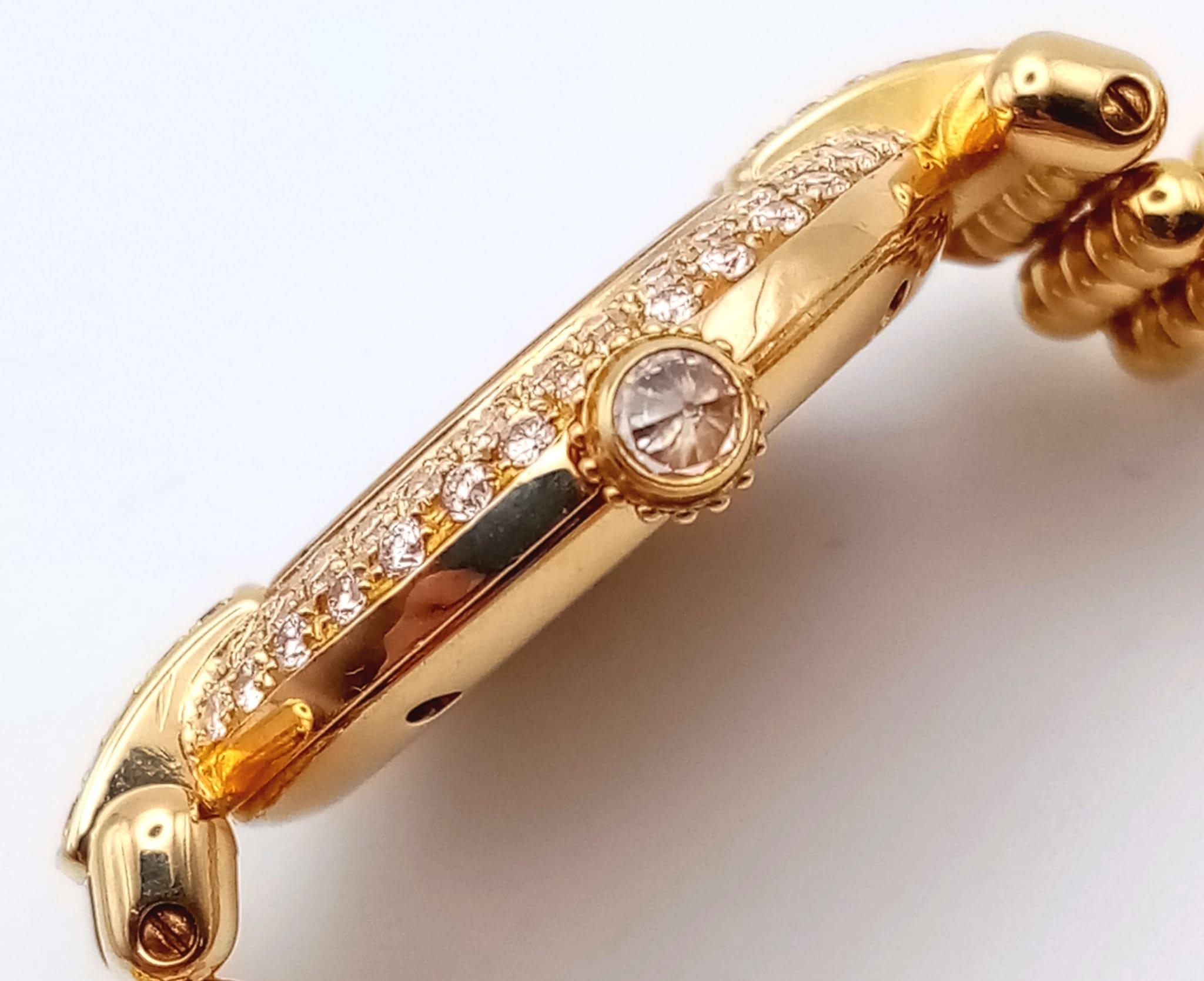 A Cartier 18K Yellow Gold and Diamond Ladies Watch. Gold ball-link bracelet. Gold circular case - - Image 5 of 8