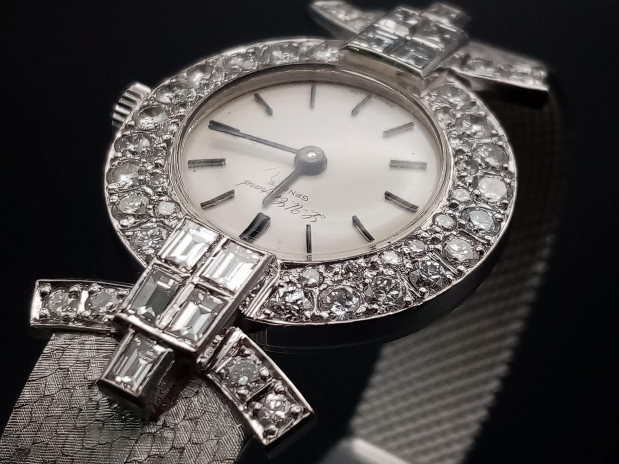 A Chopard 18K White Gold and Diamond Ladies Watch. White gold strap and case - 25mm diameter. - Image 5 of 10