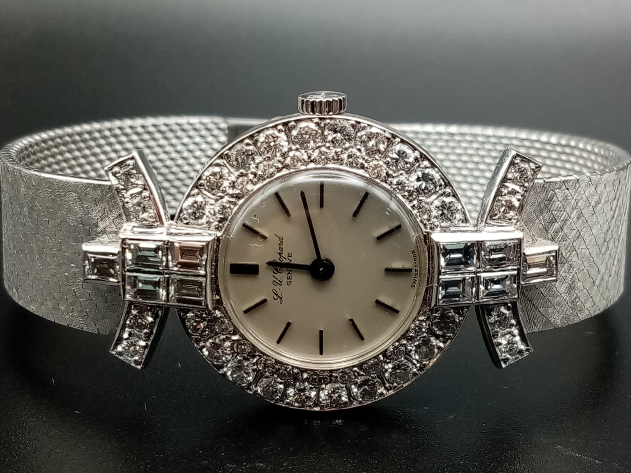 A Chopard 18K White Gold and Diamond Ladies Watch. White gold strap and case - 25mm diameter. - Image 4 of 10