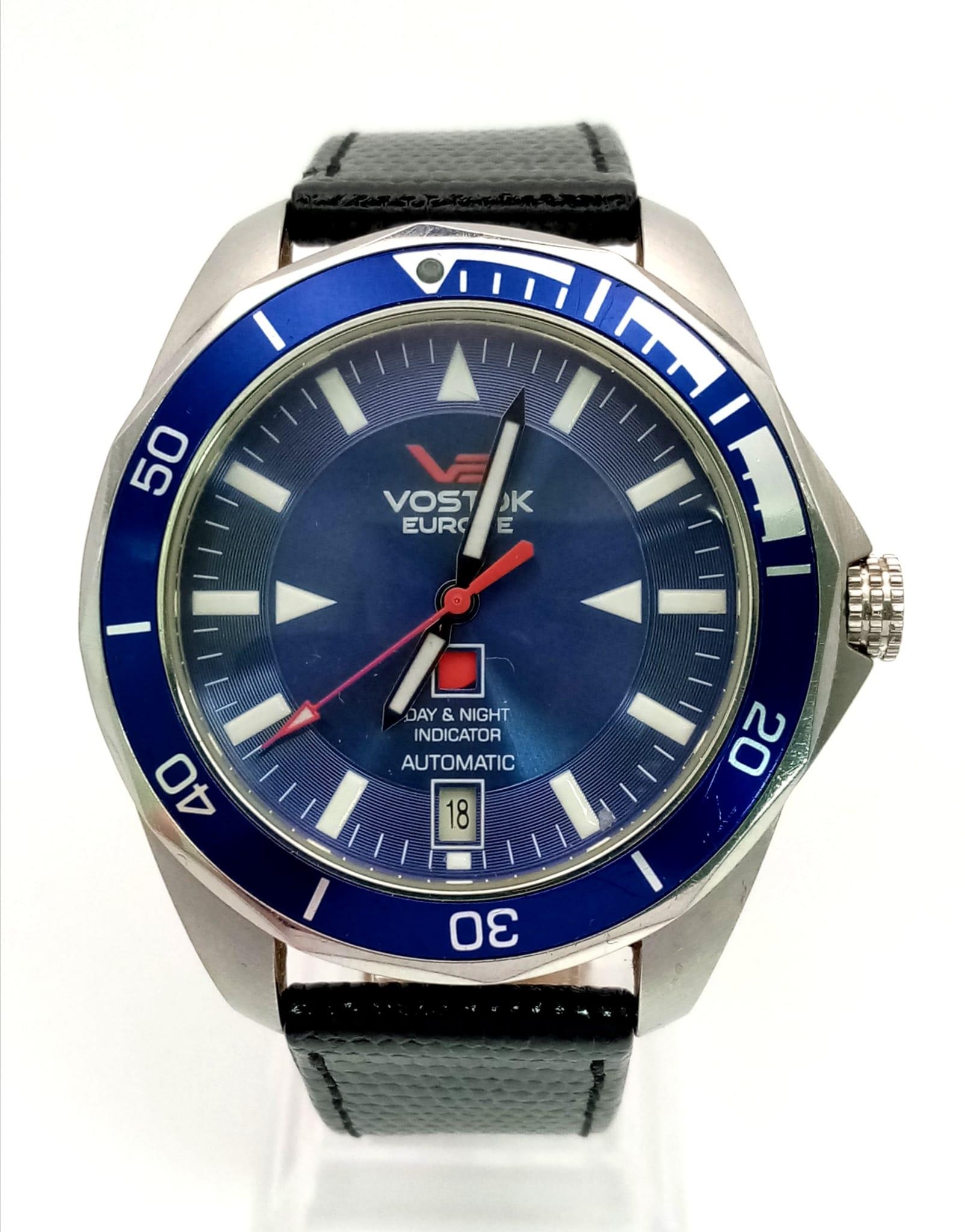 A Limited Edition Vostok K3 Submarine watch. 1756/3000. Black leather strap. Stainless steel