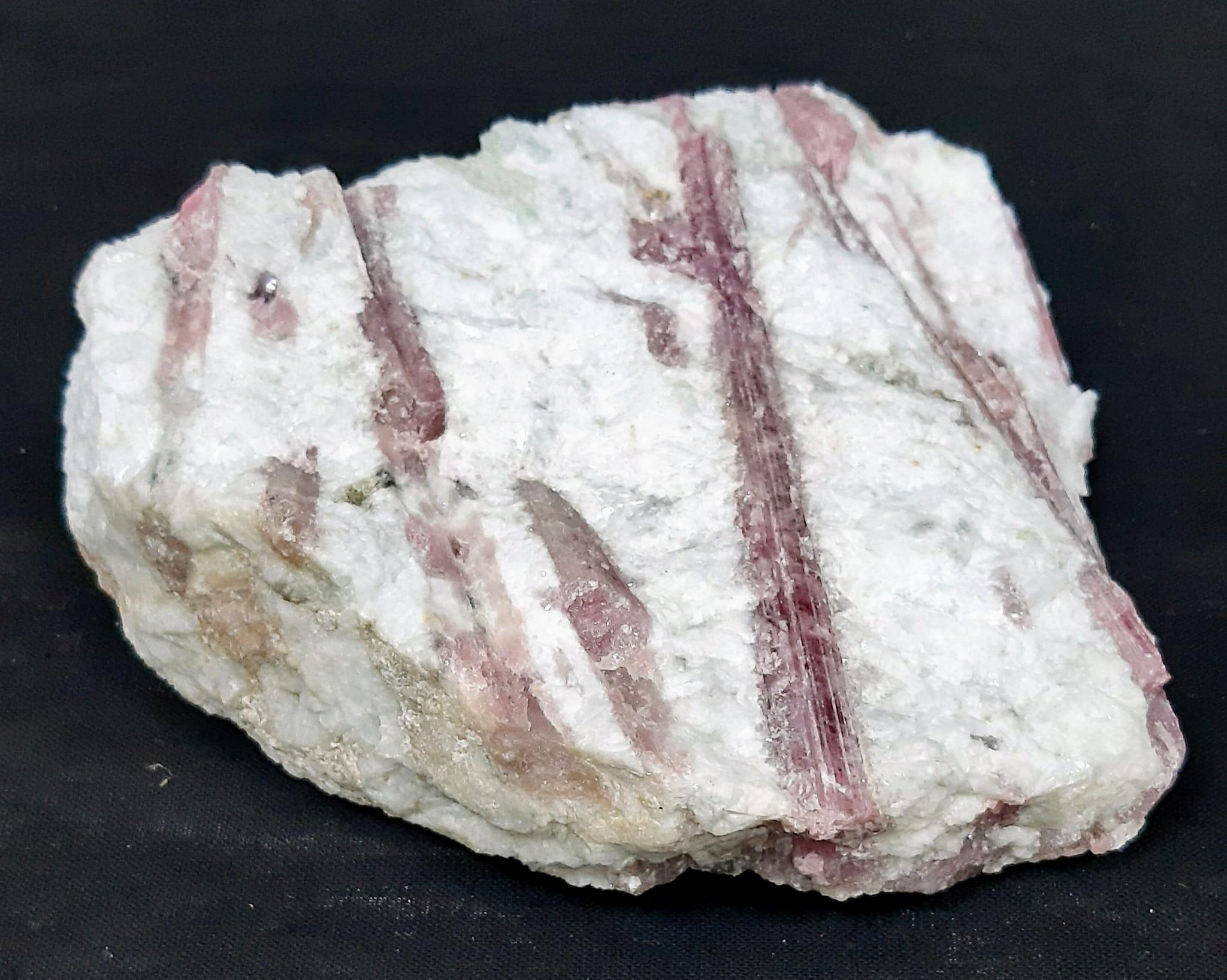 A very collectable, museum quality, rock specimen with numerous, large RUBELITE natural crystals - Image 2 of 5