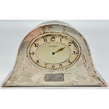 A rare sterling silver CARTIER desk clock. Dimensions: 125 x 75 x 35 mm, weight: 498 g. A/F