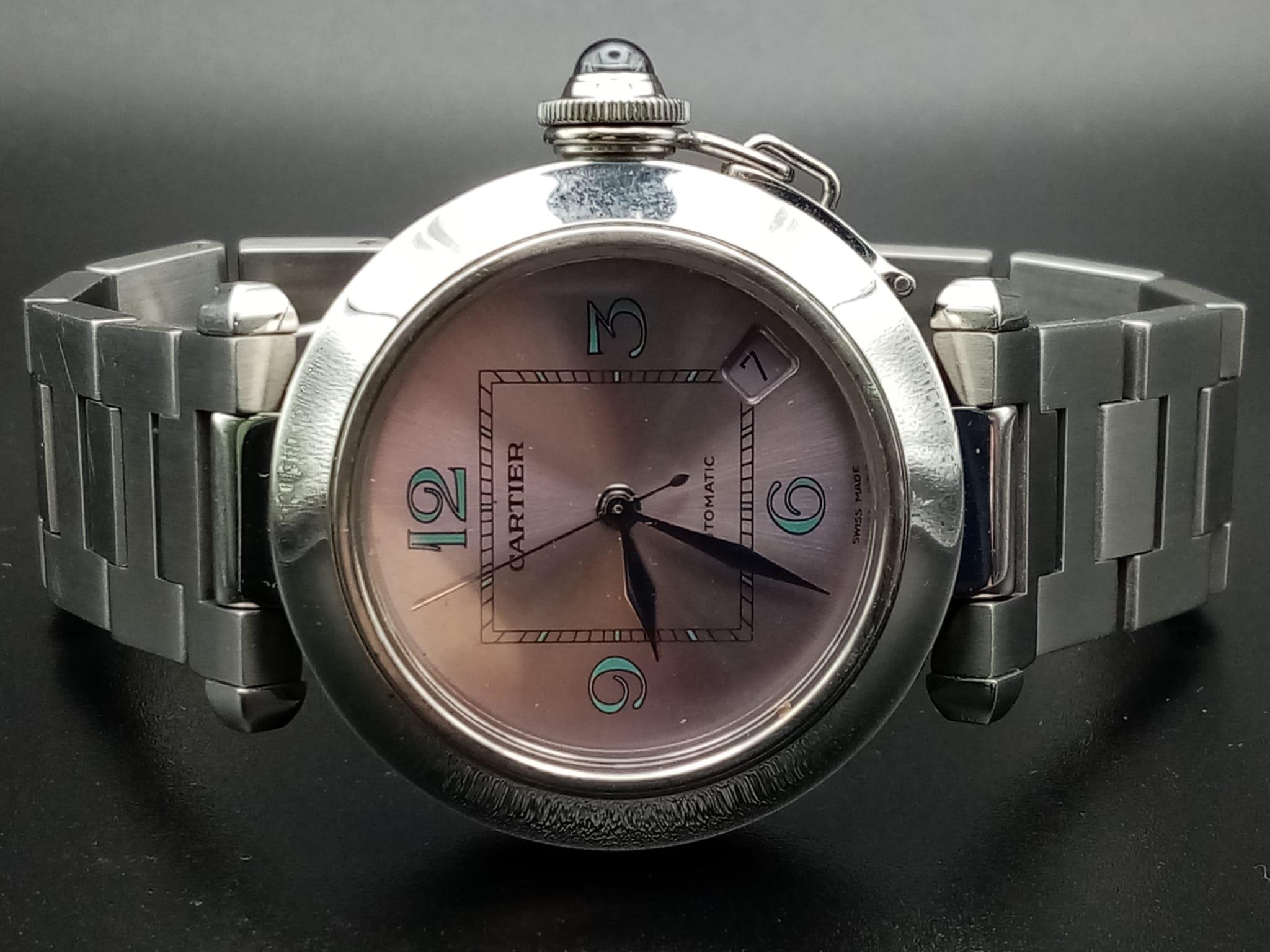 A Cartier Pasha 2113 Unisex Watch. Stainless steel strap and case - 35mm. Metallic pink dial with - Image 4 of 9