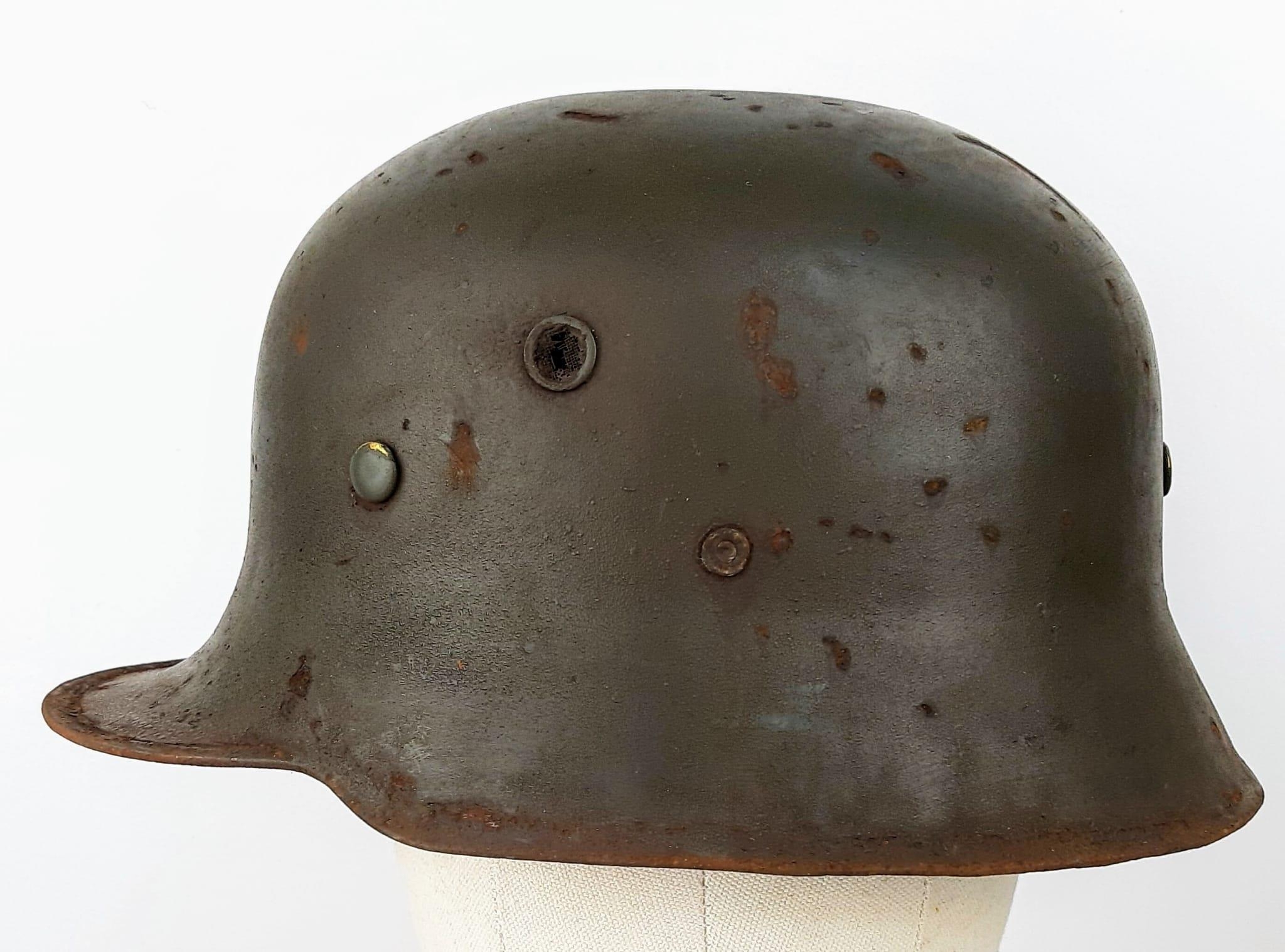 WW2 German Allgemeine SS Officers M18 Pattern Parade Stahlhelm Helmet. Dark green paintwork with