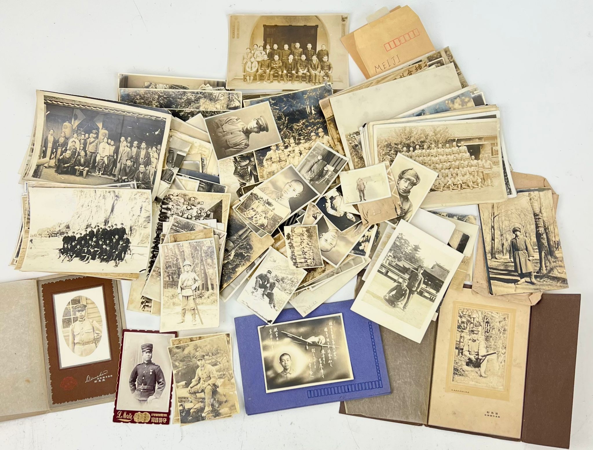 A Box of Over 100 Japanese WW2 and Pre WW2 Black and White Photographs. Some incredible personal