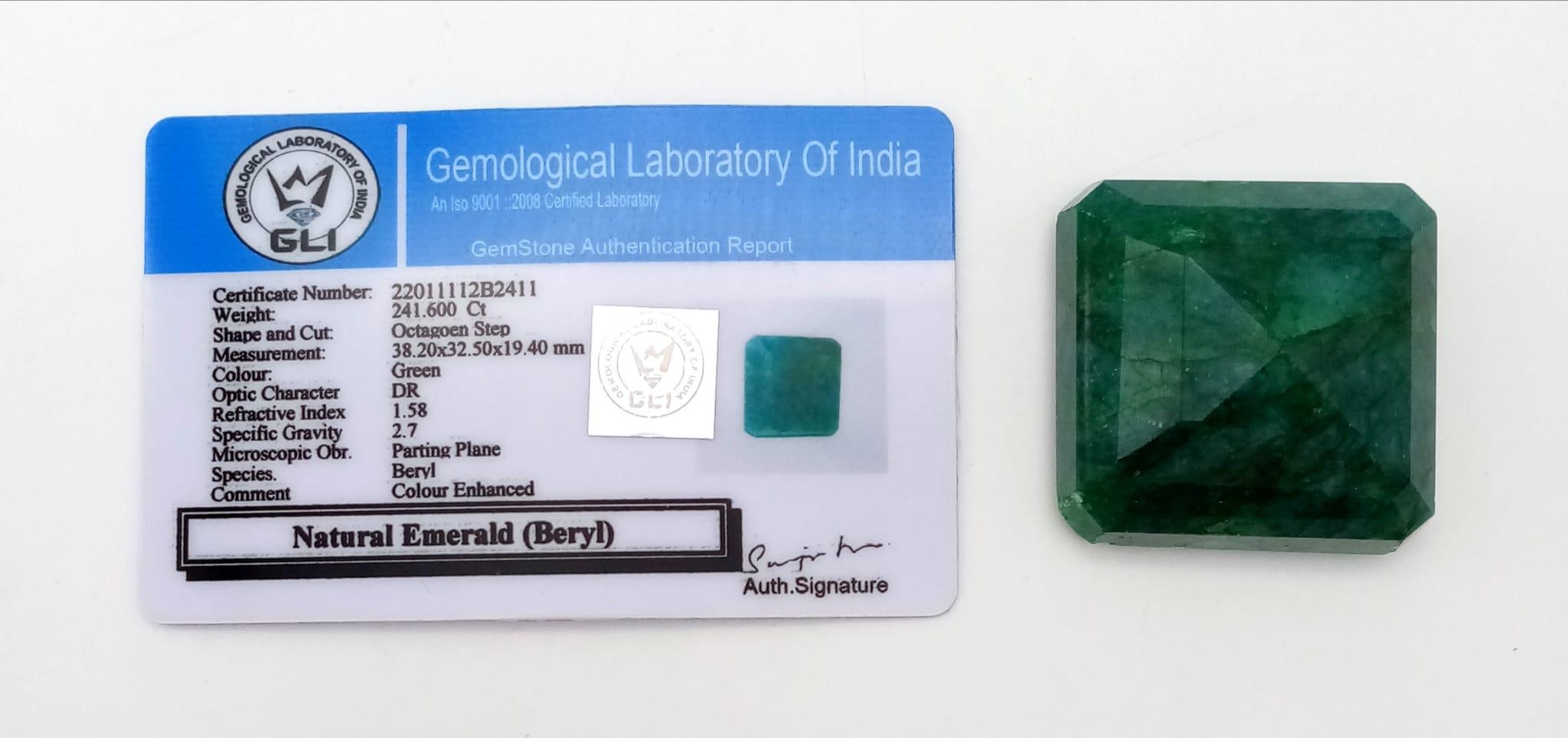 A 241.60ct Mixed Cut Emerald. Octagonal Shape. GLI Certified. - Image 4 of 4