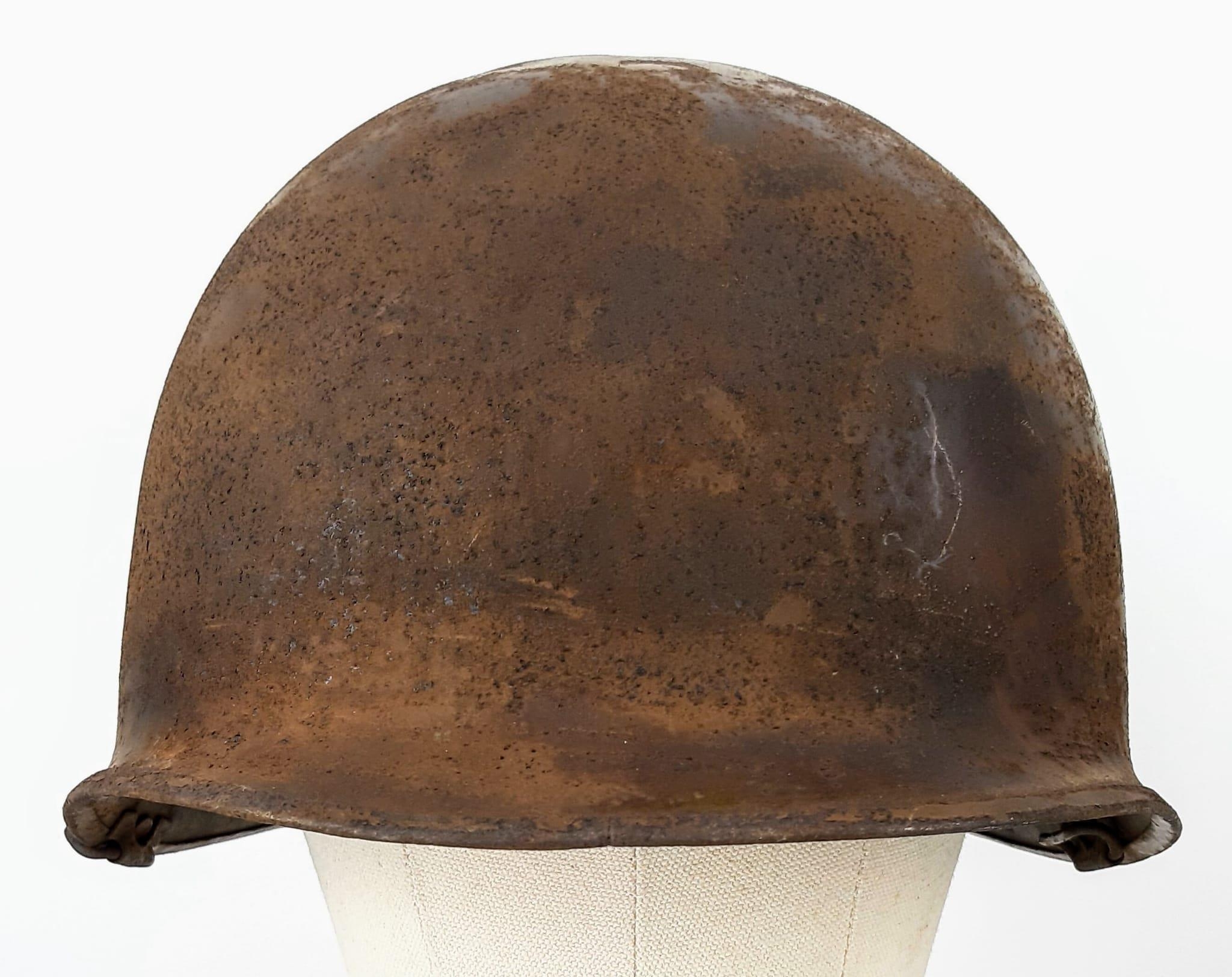 WW2 US Army 3rd Infantry Division Helmet. A swivel bale example retaining a flash of the blue and - Image 2 of 5