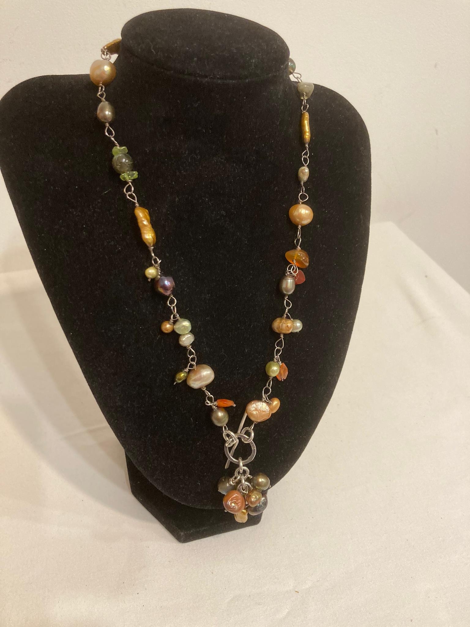 SILVER and MULTI GEMSTONE DESIGNER NECKLACE having full London hallmark. Stones to include AGATE,