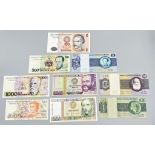 Six Brazilian and Three Peruvian Currency Notes. In excellent condition but please see photos.