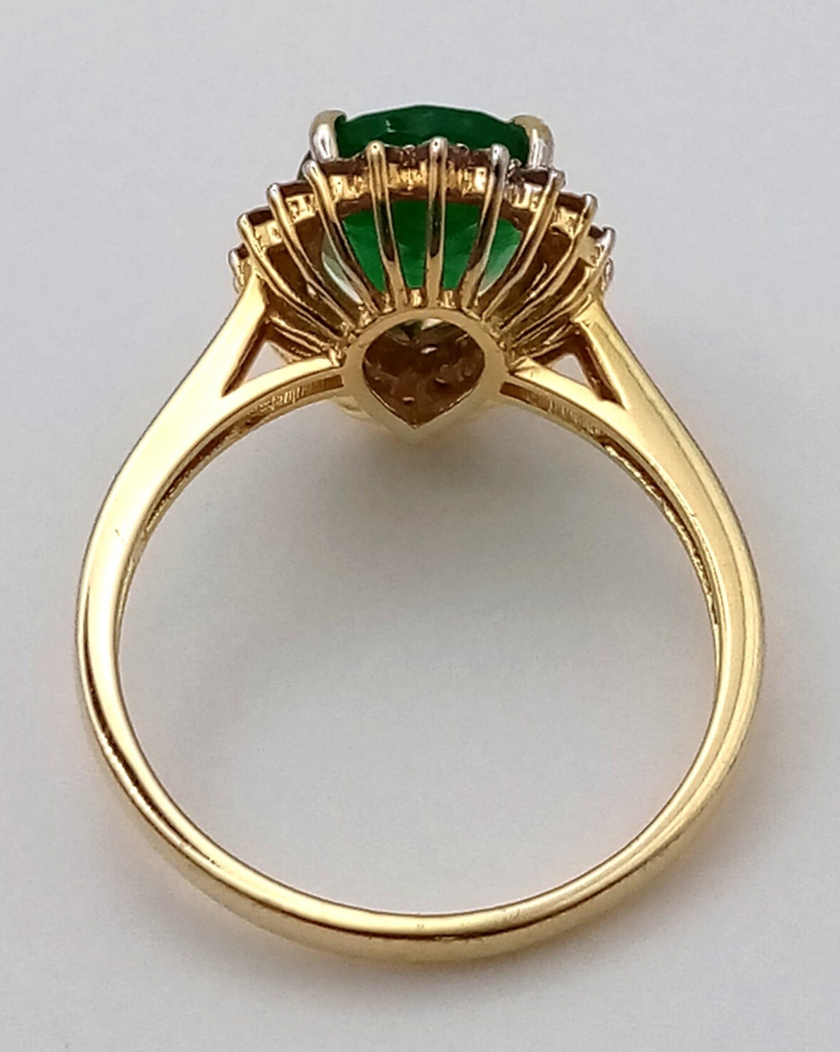 A 14K Yellow Gold 2.10ct Zambian Emerald with Diamond Surround (0.40ct) Ring. Size N/O. 2.9g total - Image 5 of 8