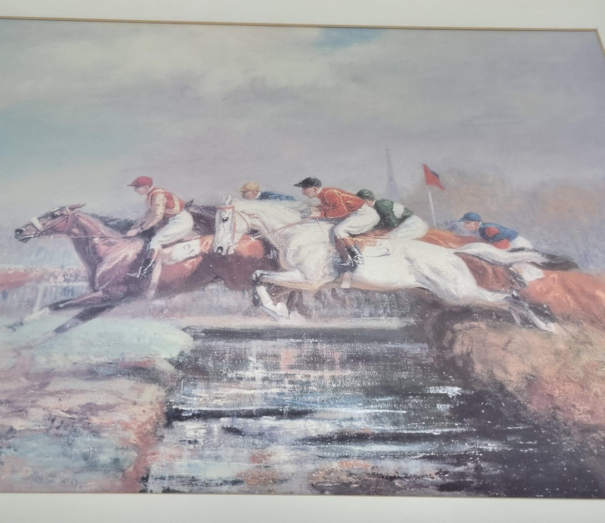 A Wonderful Eugene Pechaubes Horse Racing Print. In gilded frame - 102 x 65cm. - Image 2 of 5