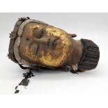 Rare Antique Kamakura Period (1185-1333) Gilded Buddha Head, Exceptionally Serine Expression. Very