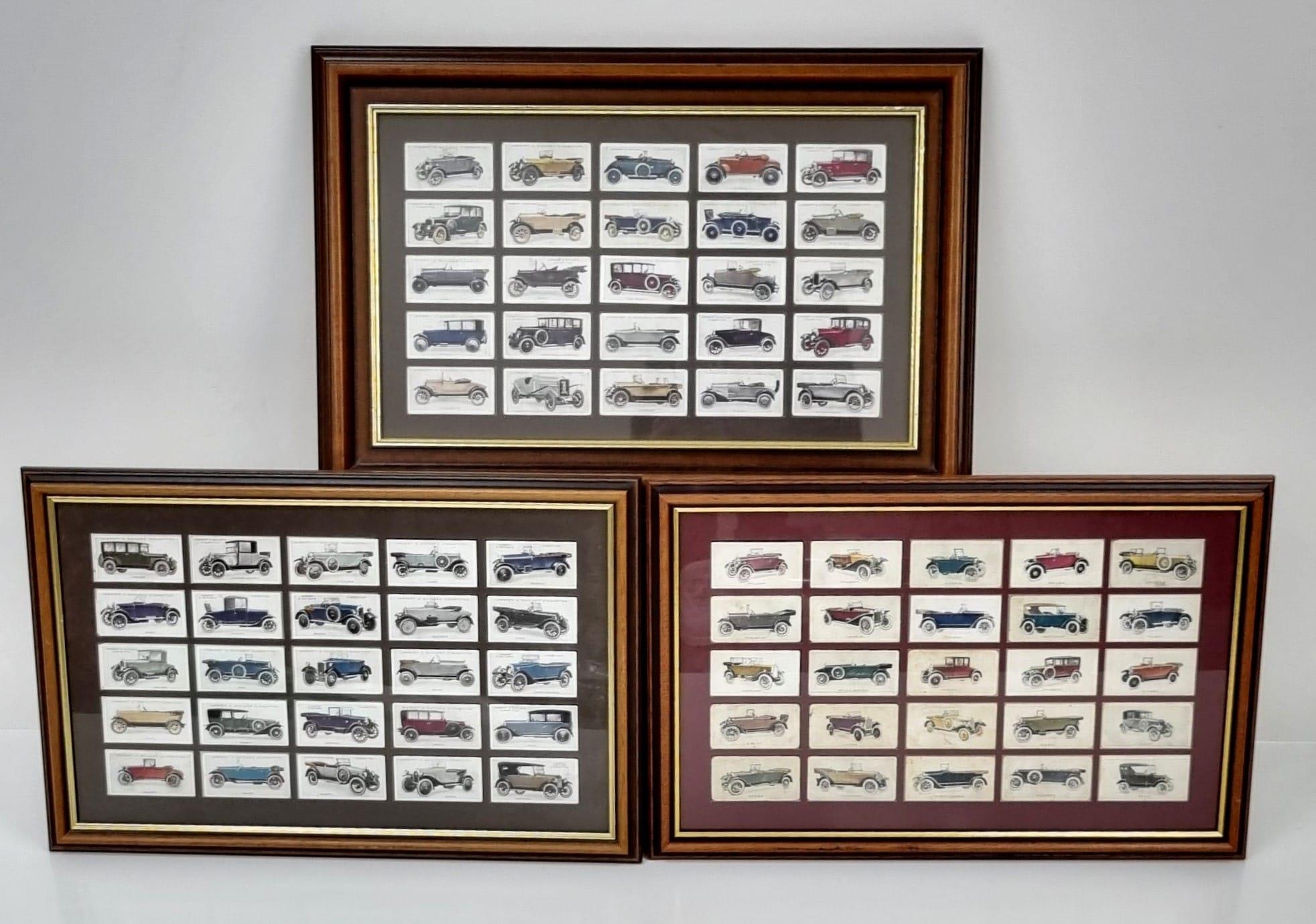 Three sets of vintage Classic car cigarette cards by Lambert and Butler and Mills all in nice double