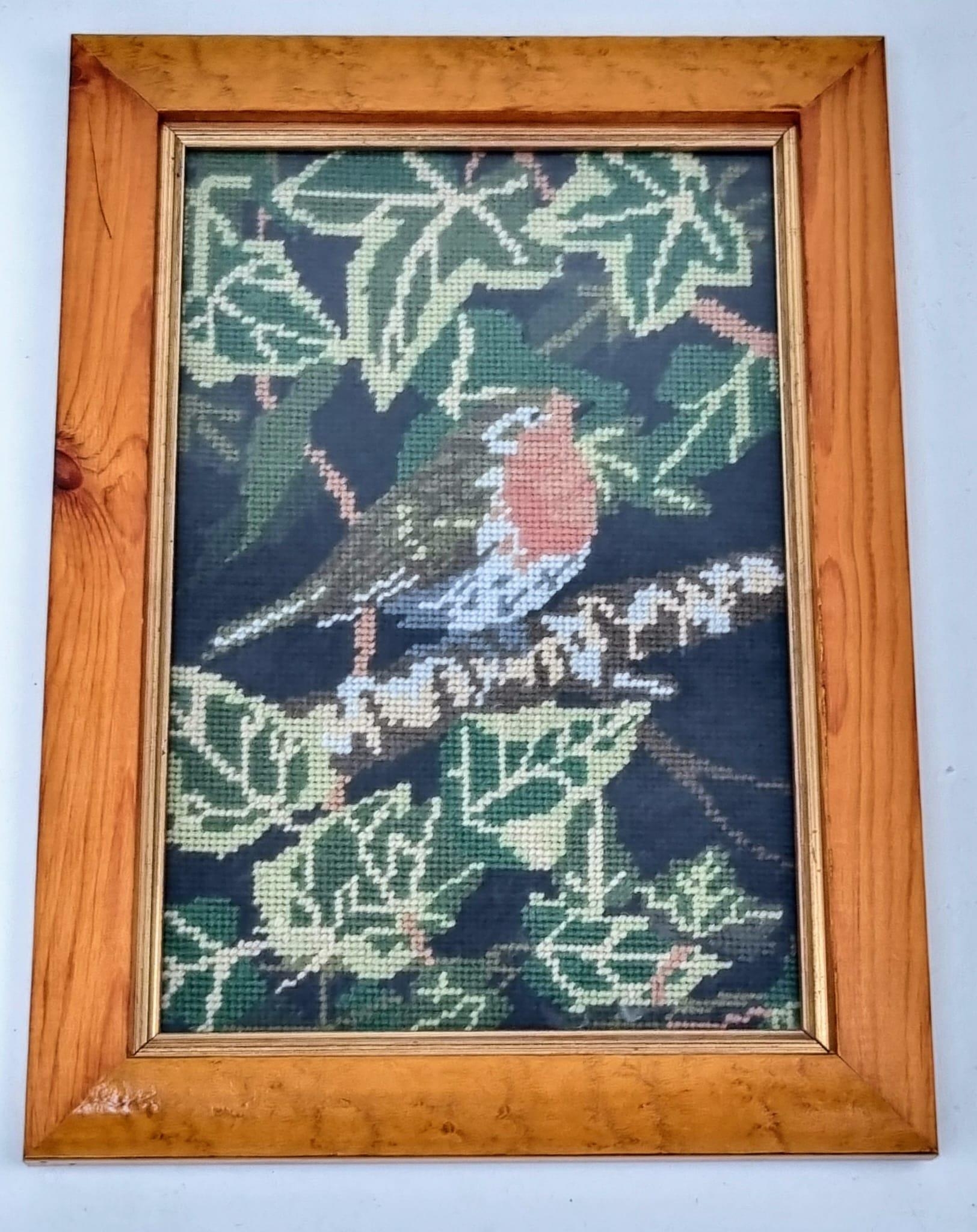 Three Well-Crafted Woven Fabric Artworks. Two Avian inspired and one floral. In frame, largest piece - Image 5 of 7