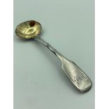 Antique George IV SILVER CONDIMENT/MUSTARD SPOON. Bowl has been gilded. Rare hallmark for William