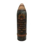 INERT WW1 Ottoman (Turkish) 75mm Fired Shrapnel Projectile with Memorial.