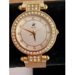 Ladies Quartz BEVERLEY HILLS POLO CLUB Wristwatch, having large Silver white face with Crystal Bezel