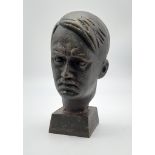 A Cast Metal Bronzed Finished Bust of Adolph Hitler. 20cm Tall.