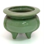 Antique 18th Century Chinese Celadon censer 7 x 5.5cm with surface hair line crack.