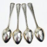 A Set of Four Sterling Silver Tea Spoons. Hallmarks for Sheffield 1918. 11.5cm. 61.2g total weight.
