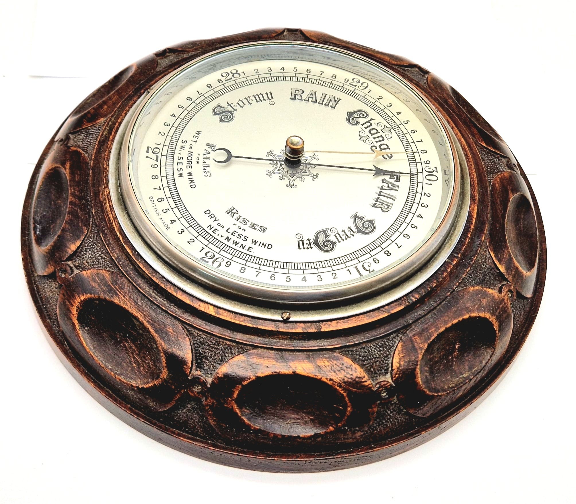 A Vintage Wall-Hanging Barometer in Working Order. 30cm diameter.