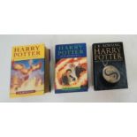Three Harry Potter First Editions Including Harry Potter and the Half Blood Prince with the Typing