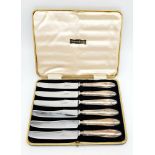 A Set of Six Vintage Sterling Silver Handle Knives. 18cm total length. 161g total weight. Comes in a
