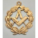 A Vintage/Antique Masonic Symbol 15K Yellow Gold Pendant. 3cm. 3.28g