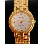 Ladies SEKONDA Quartz wristwatch, bracelet and watch finished in gold plated stainless steel, having