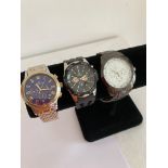 3 x Gentlemans quartz chronograph style multi dial watches. All in full working order and