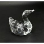 A Vintage Japanese Museum Lead Crystal Duck Figure Paperweight by Hoya. 10cm Tall