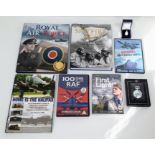A Collection of RAF Items - Including books, pocket watch and pin badge.