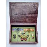 A marvel of a bygone era. A small collection of vintage brooches representing various insects, in