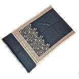 A Black Soft luxurious Pasmina hand-feel blended wool jacquard scarf - with a woven gold/silver/