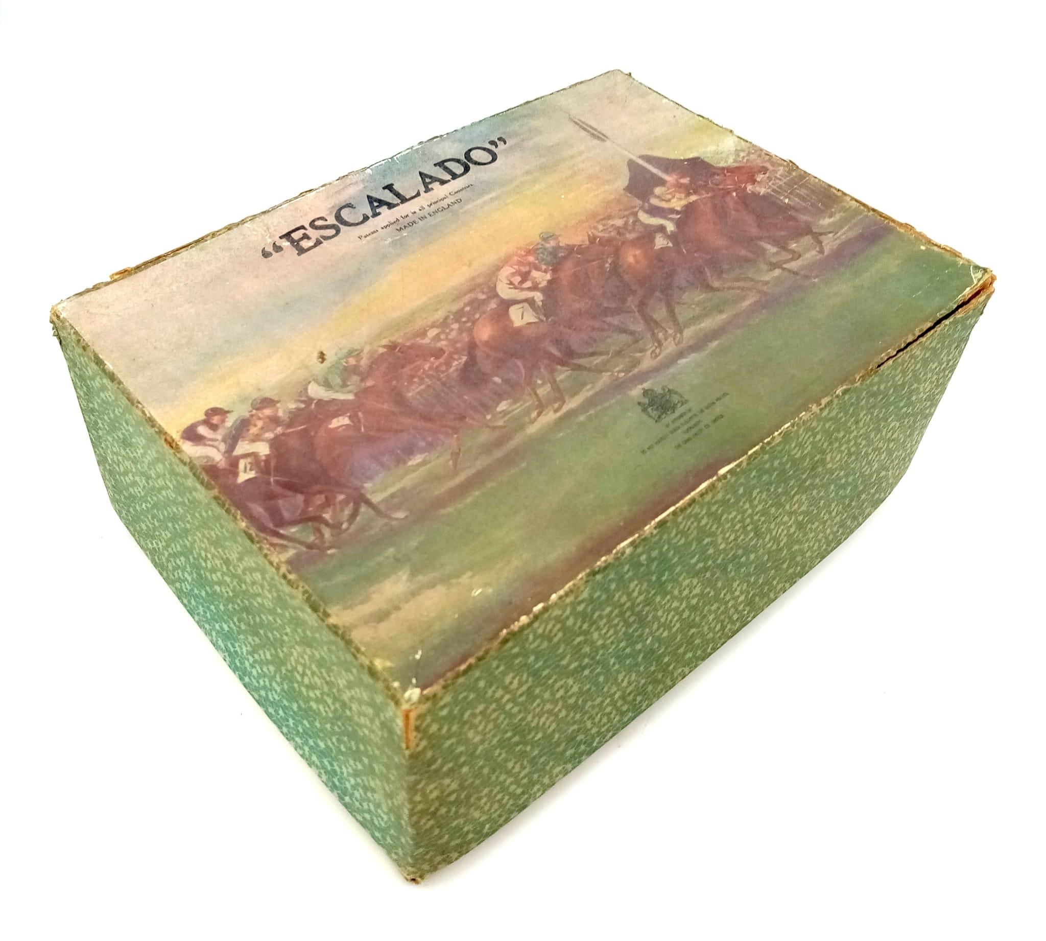 A Vintage Escalado Table-Top Horse Racing Game in Original Box. All pieces seem to be in place.