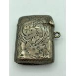 Antique SILVER VESTA Hallmarked Birmingham 1898. Rare and interesting size 3.5cm x 2.5 cm. Nicely